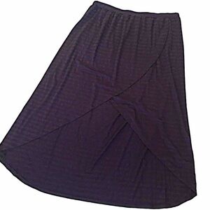 🆕 Striped high low faux wrap plus size pull on stretchy purple gray skirt